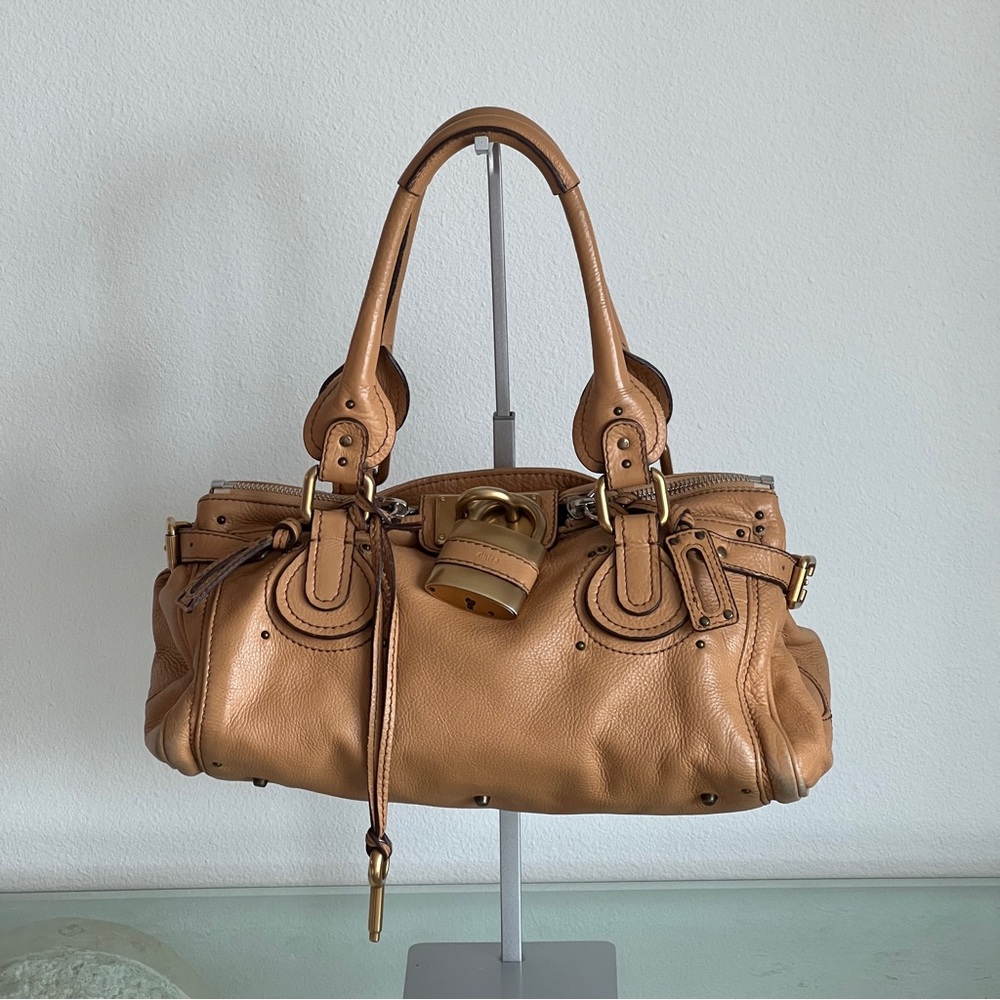 Chloe Paddington Bag – Dune Leather, Gold Hardware, Padlock & Dust Bag